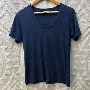 Dark Heather blue V-neck tee